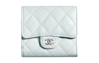 CHANEL Classic Flap CF Cow Leather Wallet Women's Light Blue