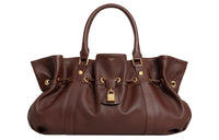CELINE Soft Cow Leather Handbag Medium Size Women's Chestnut