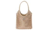 MIU MIU Synthetic Crystal Patchwork Satin Handbag Women's Sand Beige Yellow
