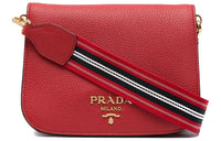 PRADA Cow Leather Shoulder Bag Crossbody Bag Women's Red