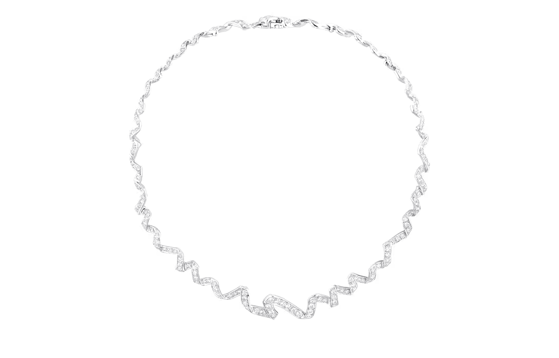 DIOR 18K White Gold Diamonds Necklaces Unisex Silver