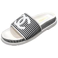 CHANEL Slip-Resistant Slide Slippers Women's Black White