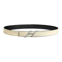 HERMES Calfskin Leather Belts Women's Black White Width 2.4CM