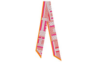 HERMES Silk Scarves Women's Fuchsia/Orange/White
