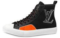 LOUIS VUITTON Tattoo Monogram Stylish Skateboarding Shoes Men's Black Orange