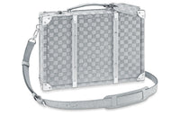 LOUIS VUITTON Leather Shoulder Bag Crossbody Bag Men's Silver Gray