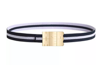 HERMES Nylon Belt Unisex Purple Width 3.3CM