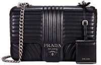 PRADA Cow Leather Shoulder Bag Women's Black