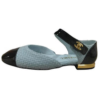 CHANEL Chunky Heel Mary Jane Shoes Women's Blue