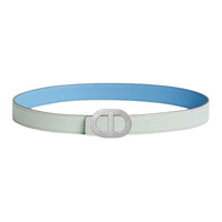 HERMES Calfskin Leather Belts Women's Blue Width 2.4CM