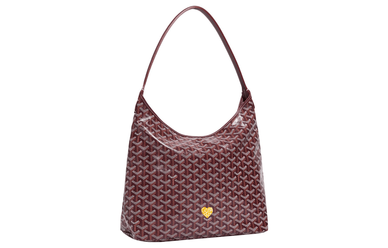 GOYARD Bohème Hobo Canvas With Leather Letter Bag Shoulder Bag Women's Burgundy & Yellow Small Heart Edition