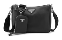 PRADA Saffiano Cross-Stitch Leather Combo Bag Crossbody Bag Shoulder Bag Regular Men's Black