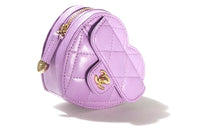 CHANEL 22SS Leather Heart-Shaped Chain Bag Earphone Case Coin Purse Women's Purple