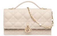 DIOR Sheepskin Shoulder Bag Crossbody Bag Handbag Mini Women's Ivory White