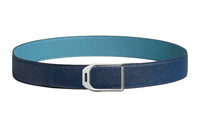 HERMES Calfskin Leather Belts Men's Blue Width: 3.8CM