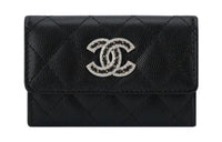 CHANEL Cow Leather Card Holder Regular Women's Black