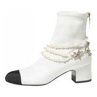 CHANEL Ankle Boots 5cm Women's White
