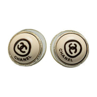 CHANEL 2000 Silver Cc Logo Push Back Costume Earrings