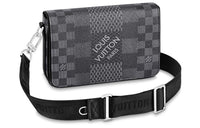LOUIS VUITTON Cowhide Patchwork Canvas Messenger Bag Shoulder Bag Crossbody Bag Men's Gray