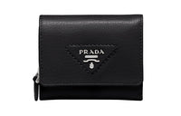 PRADA Leather Wallet Trumpets Women's Black