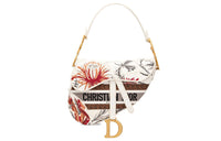 DIOR Saddle Embroidery Saddle Bag, Shoulder Bag, Handbag Women's White