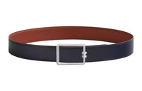 HERMES Square Silver Buckle Togo Calfskin Double-Sided Leather Belt Men's Dark Blue Width: 3.8cm