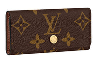LOUIS VUITTON 4 Key Holder Coated Canvas With Calfskin Key Pouch Regular Women's Brown