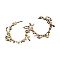 CHANEL Metal Rhinestone Earrings Women's Gold