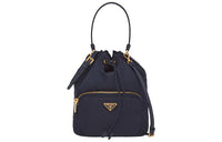 PRADA Duet Fabric Bucket Bag Handbag Women's Blue