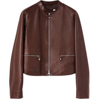 Loro Piana Leather Jacket Women's Dark Burgundy
