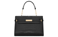 SAINT LAURENT Shiny Crocodile Leather Manhattan Bag Handbag Regular Women's Black