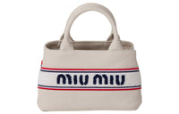 MIU MIU Fabric Handbag Shoulder Bag Crossbody Bag Women's Chalk White