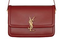 SAINT LAURENT Leather Tofu Bag, Shoulder Bag, Crossbody Bag Medium Size Women's Vibrant Red