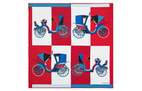 HERMES Silk Scarves Women's Sky Red/Blue/White