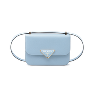 PRADA Saffiano Leather Crossbody Bag Shoulder Bag Women's Light Blue
