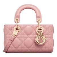 DIOR Lady D-JOY Lambskin Shoulder Bag Crossbody Bag Handbag Extra Mini Women's Light Pink