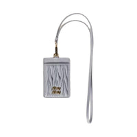 MIU MIU Matelassé Lambskin Card Holder Women's Pearl Gray
