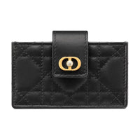 DIOR Lambskin Card Holder Women's Black