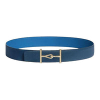 HERMES Calfskin Leather Belts Men's Dark Blue/Dazhili Blue Width: 3.8CM