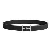 HERMES Stainless Steel Calfskin Leather Belts Unisex Black Width: 3.2CM