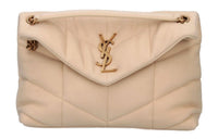 SAINT LAURENT Lambskin Shoulder Bag Crossbody Bag Small Size Women's Light Beige