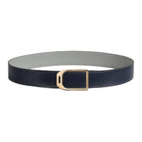 HERMES Brass Leather Belts Men's Blue Width: 3.8CM