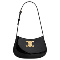 CELINE Lacquered Finish Cow Leather Handbag, Shoulder Bag Women's Black