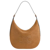 CELINE Calfskin Handbag Shoulder Bag Large Size Women's Tobacco