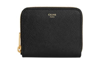 CELINE Grained Calfskin Wallet Small Size Women's Black