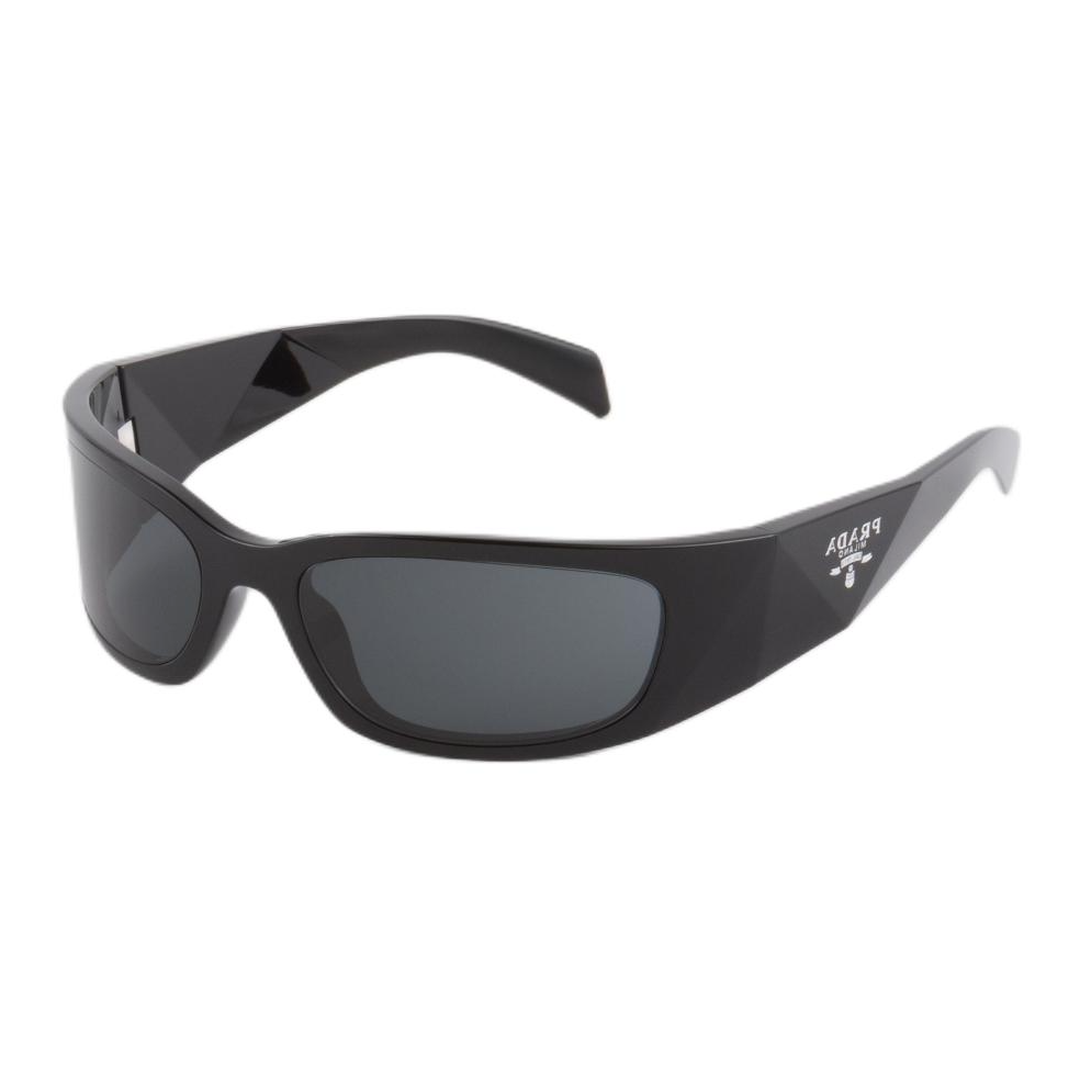 PRADA Acetate Irregular Shape Sunglasses Women's Black