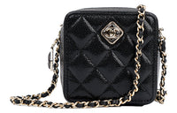 CHANEL Litchi Leather Handheld One Shoulder Crossbody Women's Black