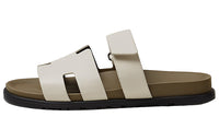 HERMES Chypre Sandal Beige Glaise Vert Toundra Grained Leather M