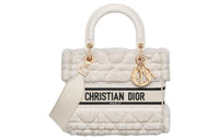 DIOR Lady D-Lite Shearling Dior Bag Shoulder Bag Crossbody Bag Handbag Medium Size Women's White