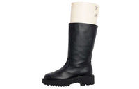 CHANEL Mid-Calf Boots Ankle Boots Women's Black White